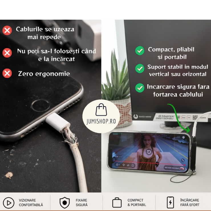 Suport breloc pentru telefon cu conector
